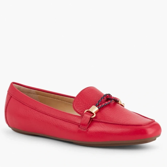 Talbots Becca Braid Pebbled Leather Loafers in "Red Pop" with Braided Detail - 5 - Picture 1 of 11